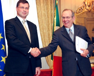 Il Ministro Padoan ha ricevuto il Vice presidente della Commissione europea Valdis Dombrovskis