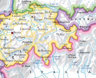 Cartina geografica confine Italia-Svizzera