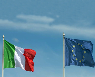 Bandiera italiana ed europea